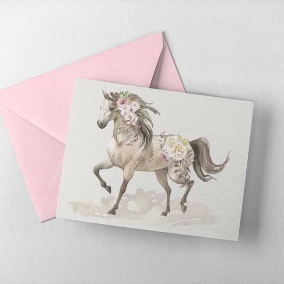 Floral Horse Watercolor Illustration Wall Art Print Poster Unframed - Picture 7 of 17